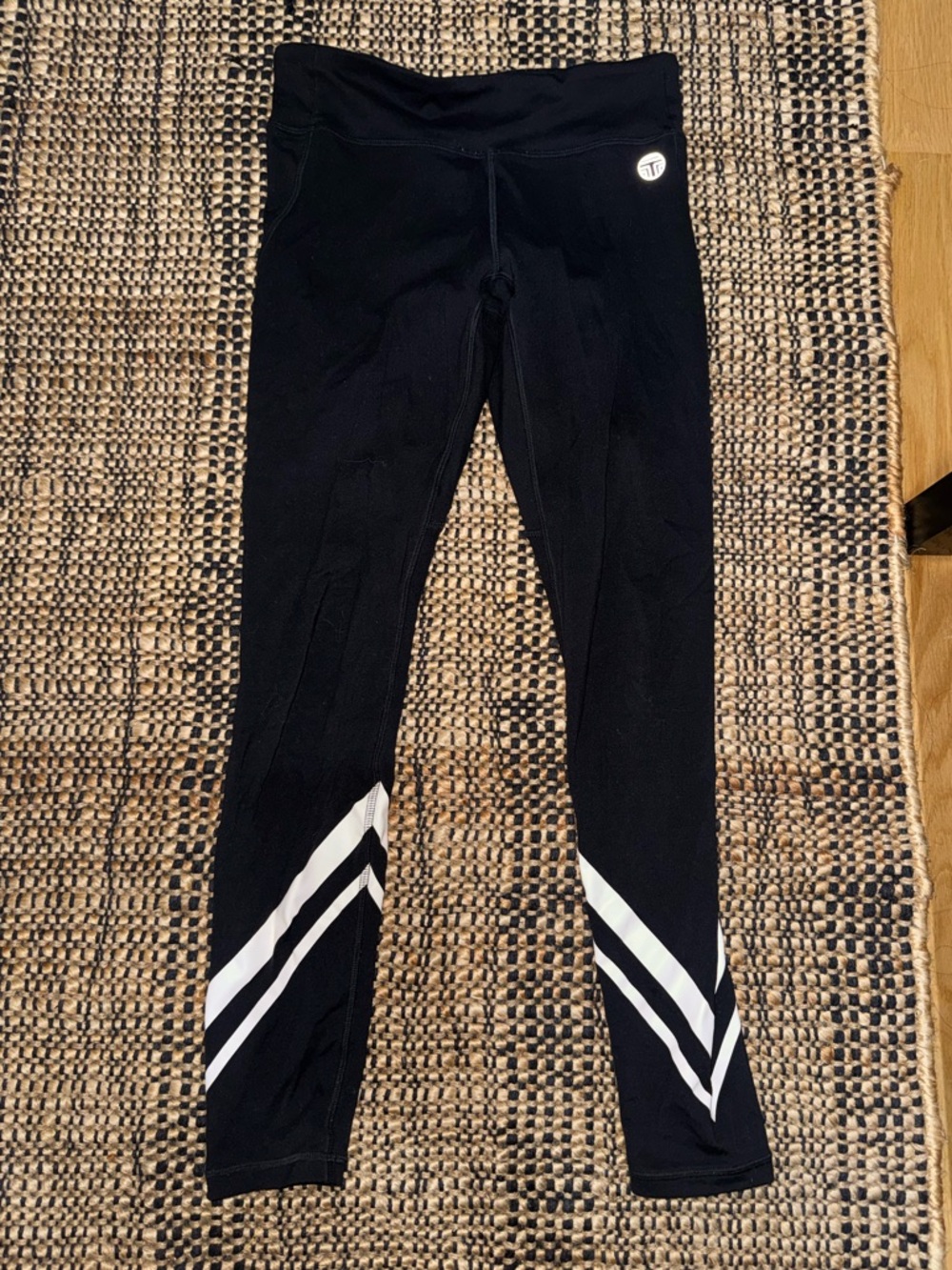 Tory Sport Women's Black Leggings with White Chevron Accents